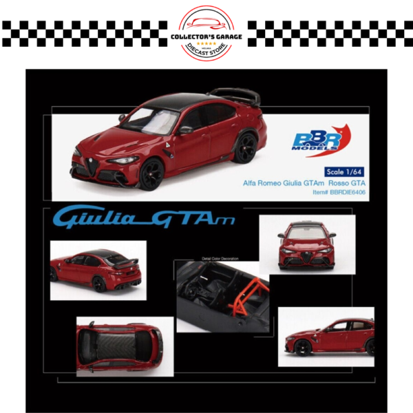 BBRDIE6406 BBR MODELS 1/64 #06 ALFA ROMEO GIULIA GTAM ROSSO GTA