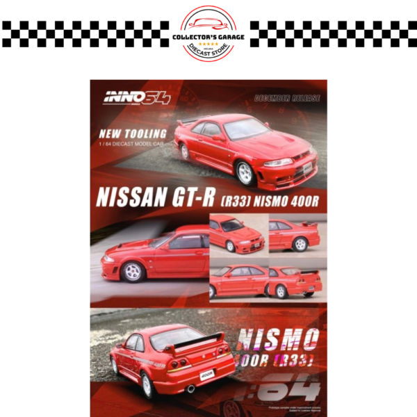IN64-400R-SCR INNO64 NISSAN SKYLINE GT-R (R33) NISMO 400R SUPER CLEAR RED