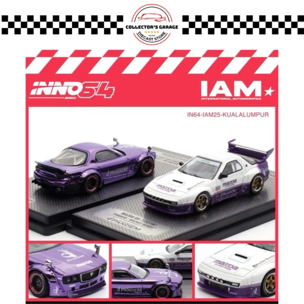 IN64-IAM25-KUALALUMPUR INNO64 1/64 MAZDA RX7 PANDEM ROCKET BUNNY IAM MALAYSIA 2025 EVENT EXCLUSIVE SET DIECAST MODEL CAR