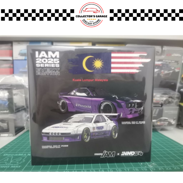 IN64-IAM25-KUALALUMPUR (6) INNO64 1/64 MAZDA RX7 PANDEM ROCKET BUNNY IAM MALAYSIA 2025 EVENT EXCLUSIVE SET DIECAST MODEL CAR