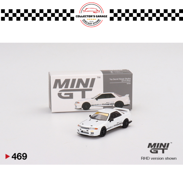 MINI GT 1/64 #469 TOP SECRET NISSAN SKYLINE GT-R VR32 WHITE