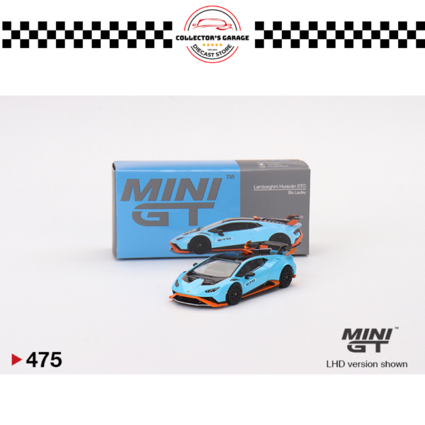 MINI GT 1/64 #475 LAMBORGHINI HURACAN STO BLU LAUFEY