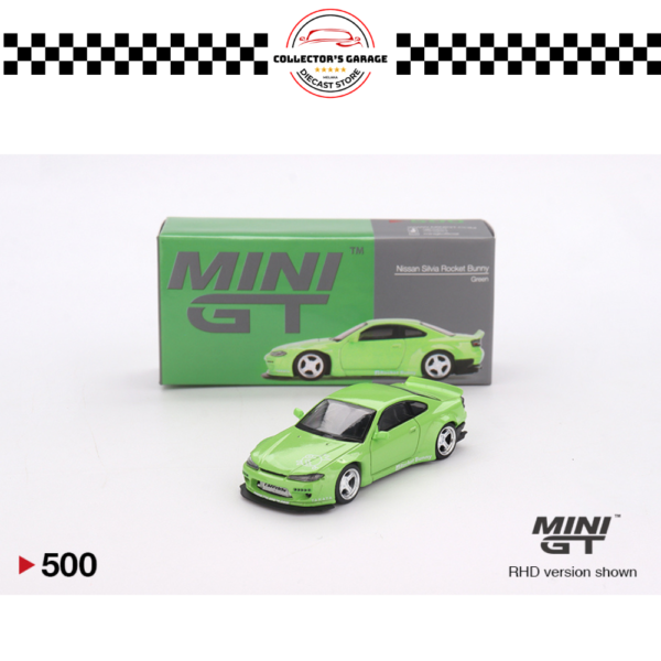 MINI GT 1/64 #500 NISSAN SILVIA (S15) ROCKET BUNNY GREEN
