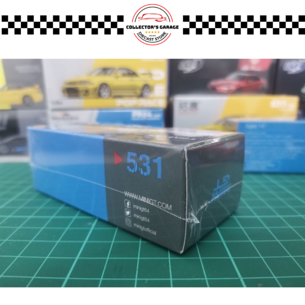 MGT00531 (3) MINI GT 1/64 #531 NISSAN SKYLINE GT-R (R34) TOP SECRET BAYSIDE BLUE RHD