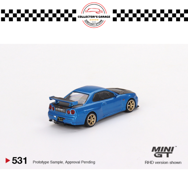 MGT00531 (6) MINI GT 1/64 #531 NISSAN SKYLINE GT-R (R34) TOP SECRET BAYSIDE BLUE RHD