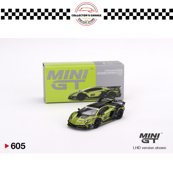 MINI GT 1/64 #605 LB-SILHOUETTE WORKS LAMBORGHINI AVENTADOR GT EVO LIME