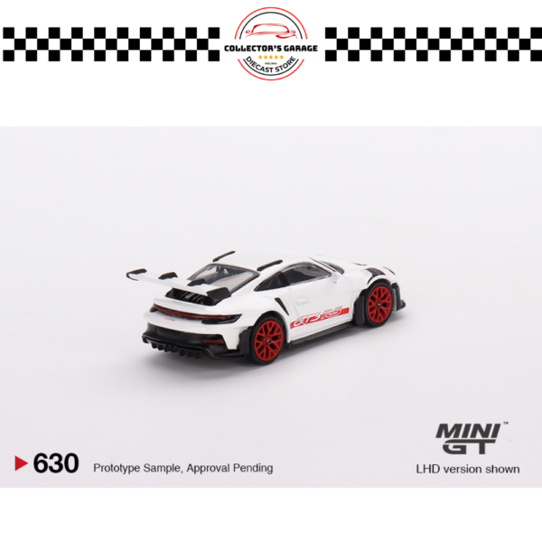 MGT00630 (8) MINI GT 1/64 #630 PORSCHE 911 (992) GT3 RS WHITE WITH PYRO RED ACCENT PACKAGE