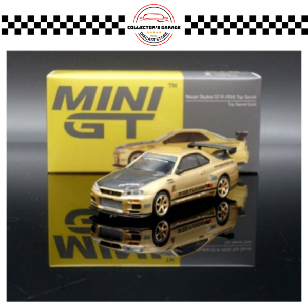 MGT00676 (3) MINI GT 1/64 #676 NISSAN SKYLINE GT-R (R34) TOP SECRET TOP SECRET GOLD