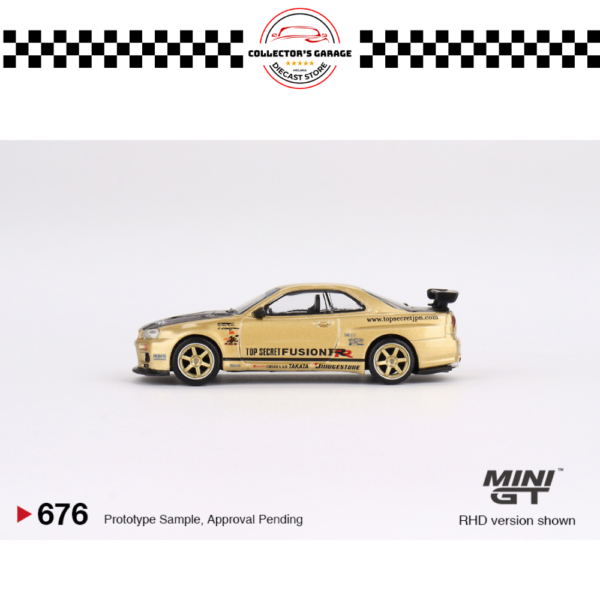 MGT00676 (7) MINI GT 1/64 #676 NISSAN SKYLINE GT-R (R34) TOP SECRET TOP SECRET GOLD