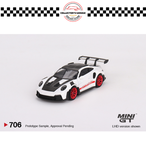 MINI GT 1/64 #706 PORSCHE 911 (992) GT3 RS WEISSACH PACKAGE WHITE WITH PYRO RED