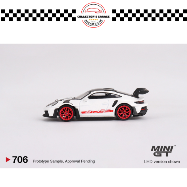MINI GT 1/64 #706 PORSCHE 911 (992) GT3 RS WEISSACH PACKAGE WHITE WITH PYRO RED