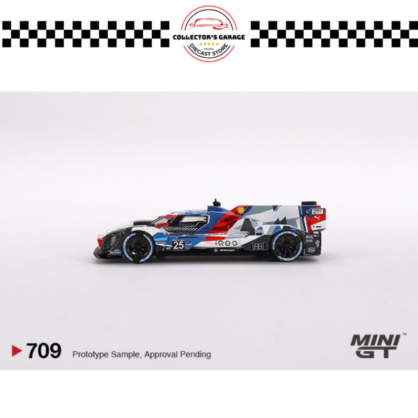 MGT00709 (5) MINI GT 1/64 #709 BMW M HYBRID V8 #25 BMW M TEAM RLL 2023 IMSA SEBRING 12 HRS 2ND PLACE