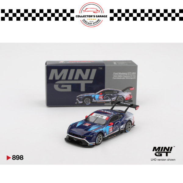 MGT00898 MINI GT 1/64 #898 FORD MUSTANG GT3 #64 FORD MULTIMATIC MOTORSPORTS 2024 IMSA DAYTONA 24 HRS