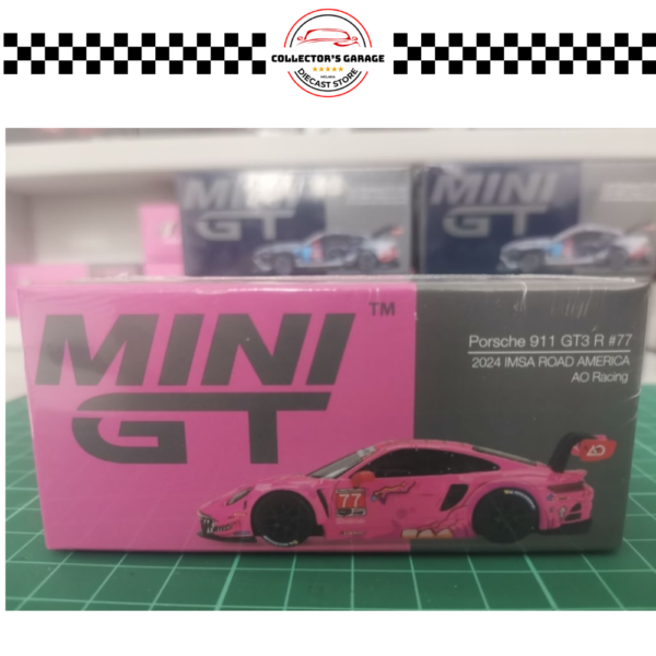MGT01052 (5) MINI GT 1/64 #1052 PORSCHE 911 GT3 R #77 AO RACING 2024 IMSA ROAD AMERICA