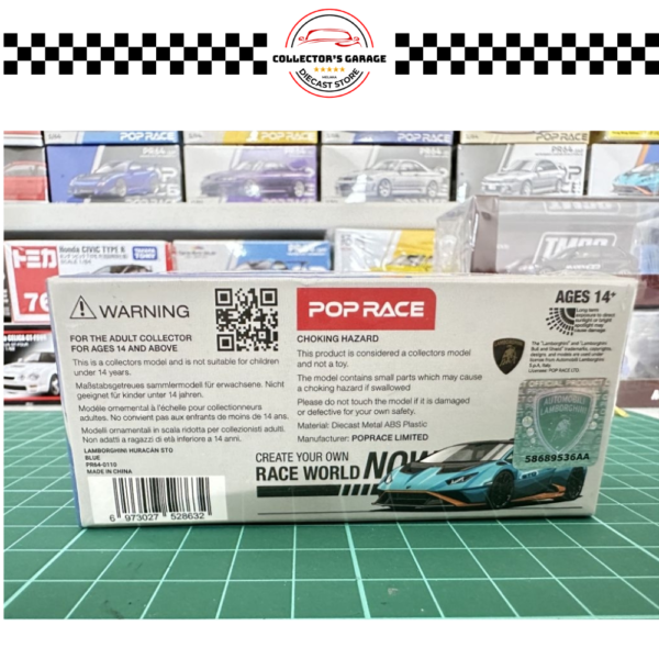 PR64-110 (2) POP RACE 1/64 #PR64-110 LAMBORGHINI HURACAN STO BLU LAUFEY ARANCIO XANTO DIECAST SCALE MODEL CAR