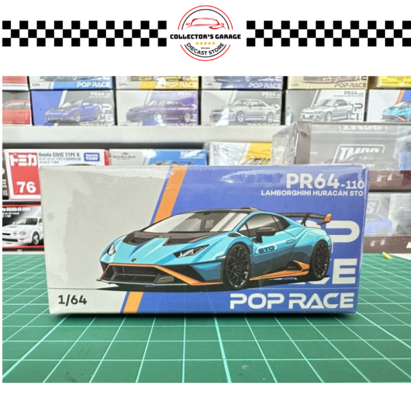 PR64-110 POP RACE 1/64 #PR64-110 LAMBORGHINI HURACAN STO BLU LAUFEY ARANCIO XANTO DIECAST SCALE MODEL CAR