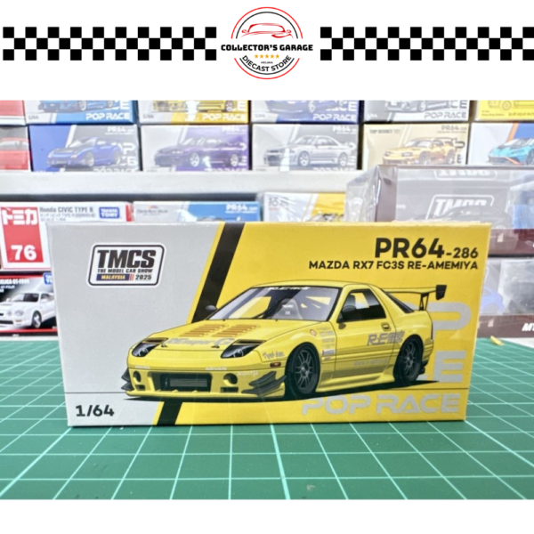 PR64-286 (2) POP RACE 1/64 #PR64-286 MAZDA RX7 FC3S RE-AMEMIYA YELLOW TMCS MALAYSIA 2025 EXCLUSIVE