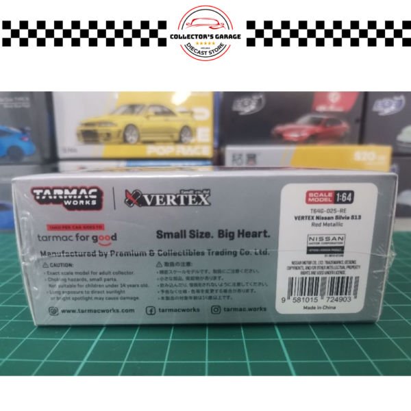 T64G-025-RE (4) TARMAC WORKS 1/64 VERTEX NISSAN SILVIA S13 RED METALLIC