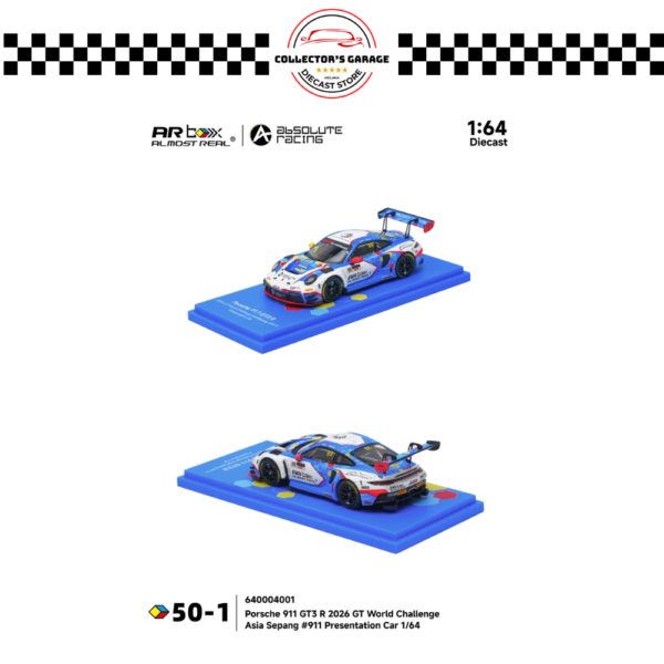 AR 50-1 (4) AR BOX (ALMOST REAL) PORSCHE 911 GT3 R 2026 GT WORLD CHALLENGE ASIA SEPANG #911 PRESENTATION CAR (NO BOSS SIGN)