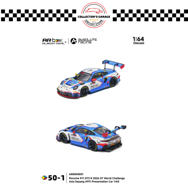AR 50-1 (5) AR BOX (ALMOST REAL) PORSCHE 911 GT3 R 2026 GT WORLD CHALLENGE ASIA SEPANG #911 PRESENTATION CAR (NO BOSS SIGN)