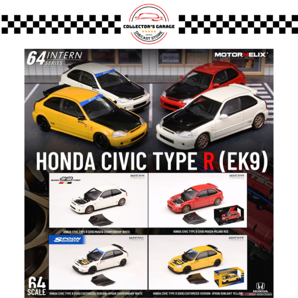 MOTORHELIX 1/64 HONDA CIVIC TYPE R (EK9) SPOON - CHAMPIONSHIP WHITE