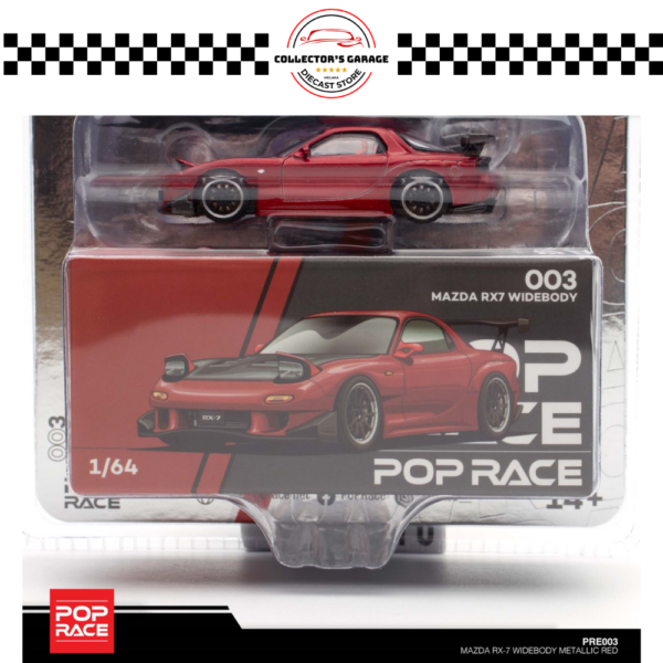 POP RACE 1/64 MAZDA RX-7 WIDEBODY METALLIC RED